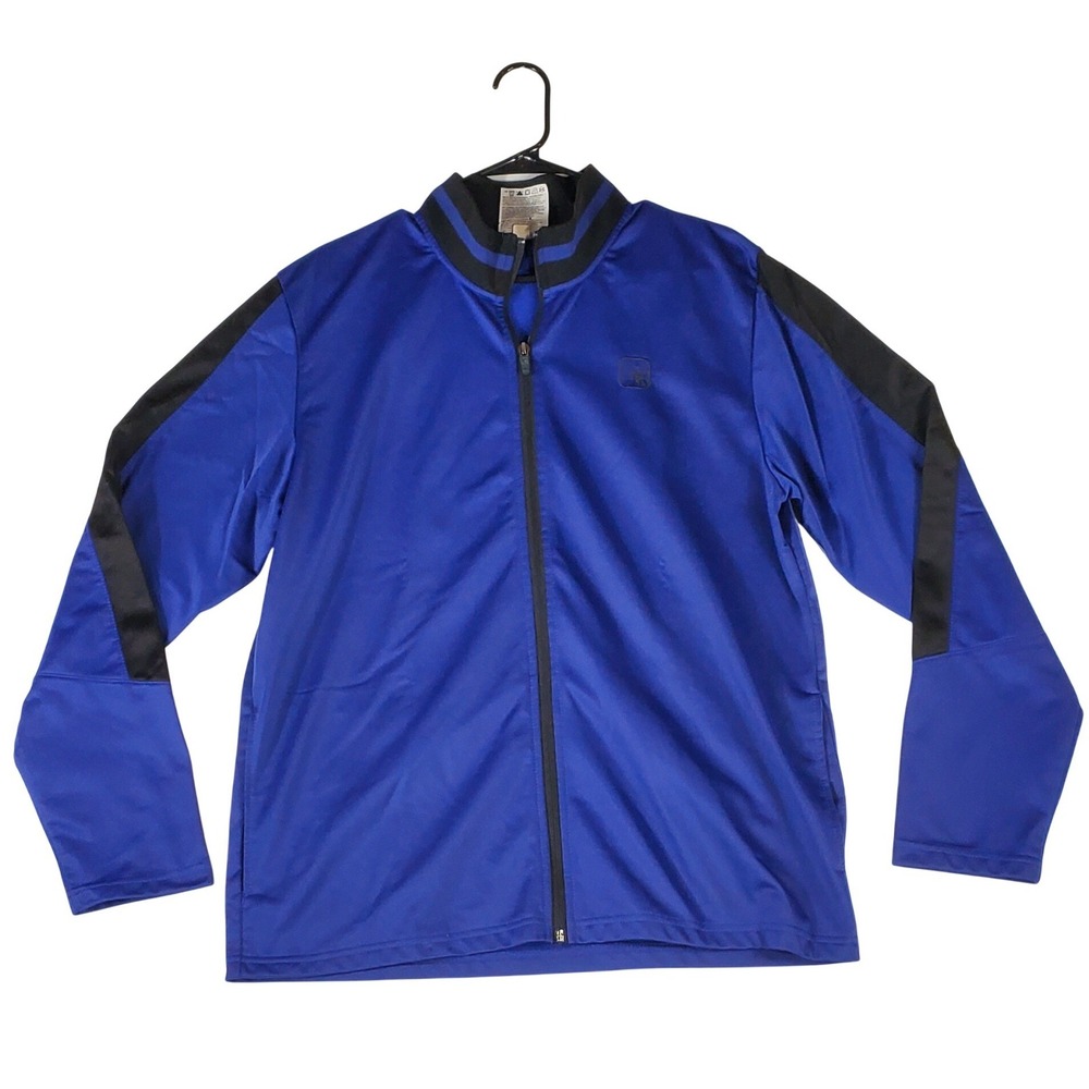 AND1 Mens Full Zip Track Jacket Blue Black Streak Mock Neck‎ ANM19BZS04 Large